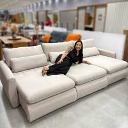 Sofá Cama Retrátil Amaranto 3m- Linho Bege