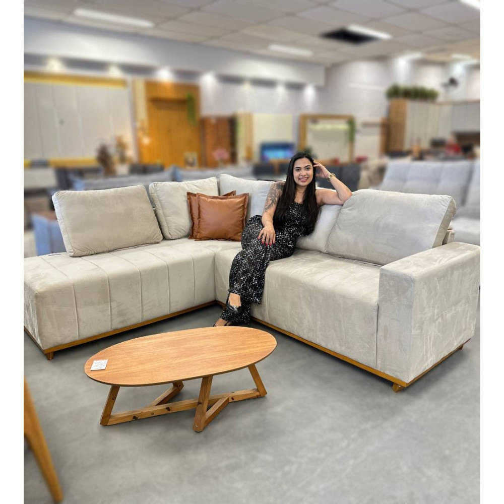 Sofá de Canto Búzios - Veludo Bege