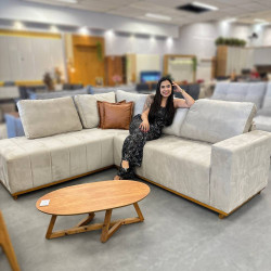 Sofá de Canto Búzios - Veludo Bege