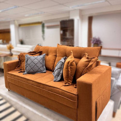 Sofá Living Jadore Confort 3 lugares Veludo - Terracota