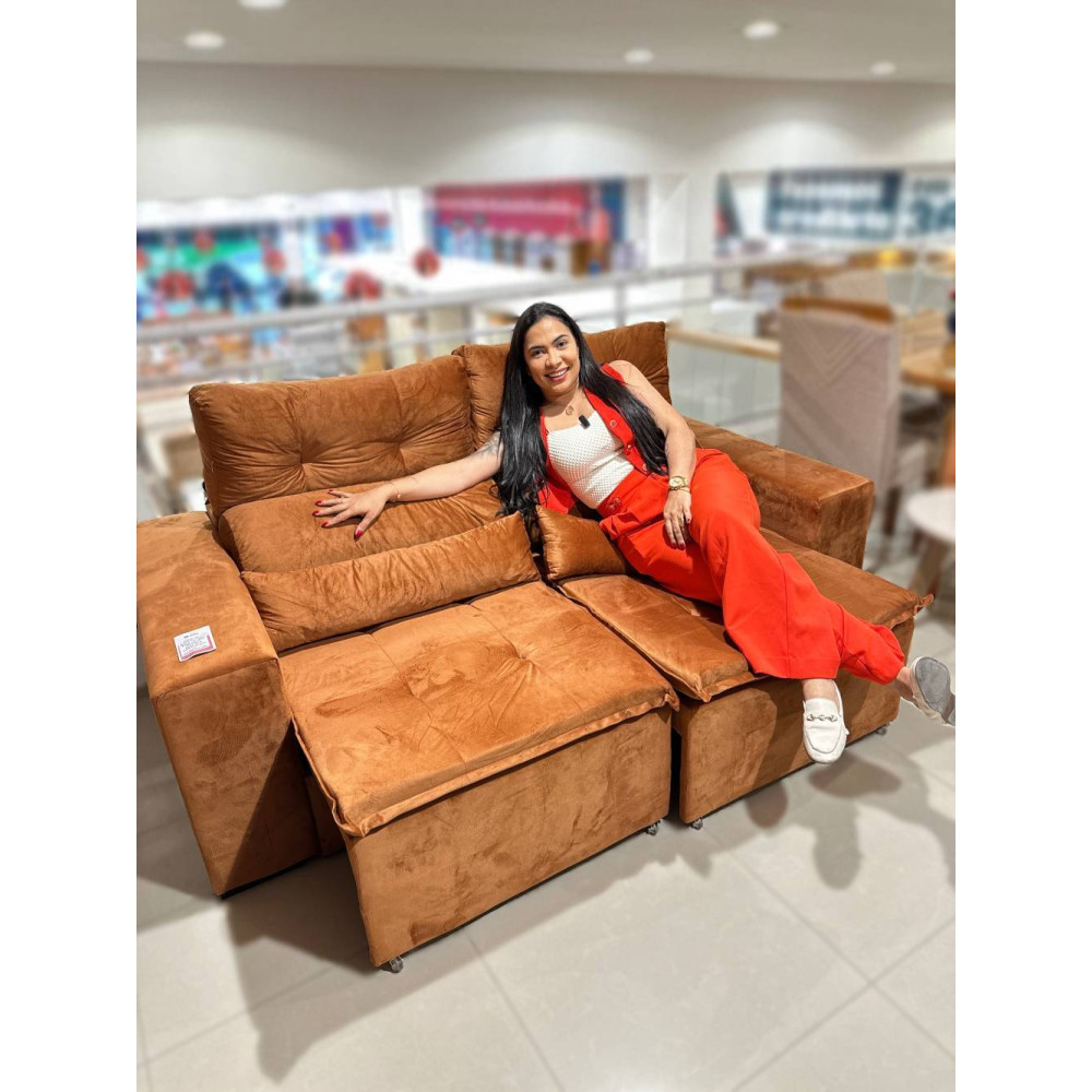 Sofá Retrátil e Reclinável 3 Lugares Beatriz – Terracota