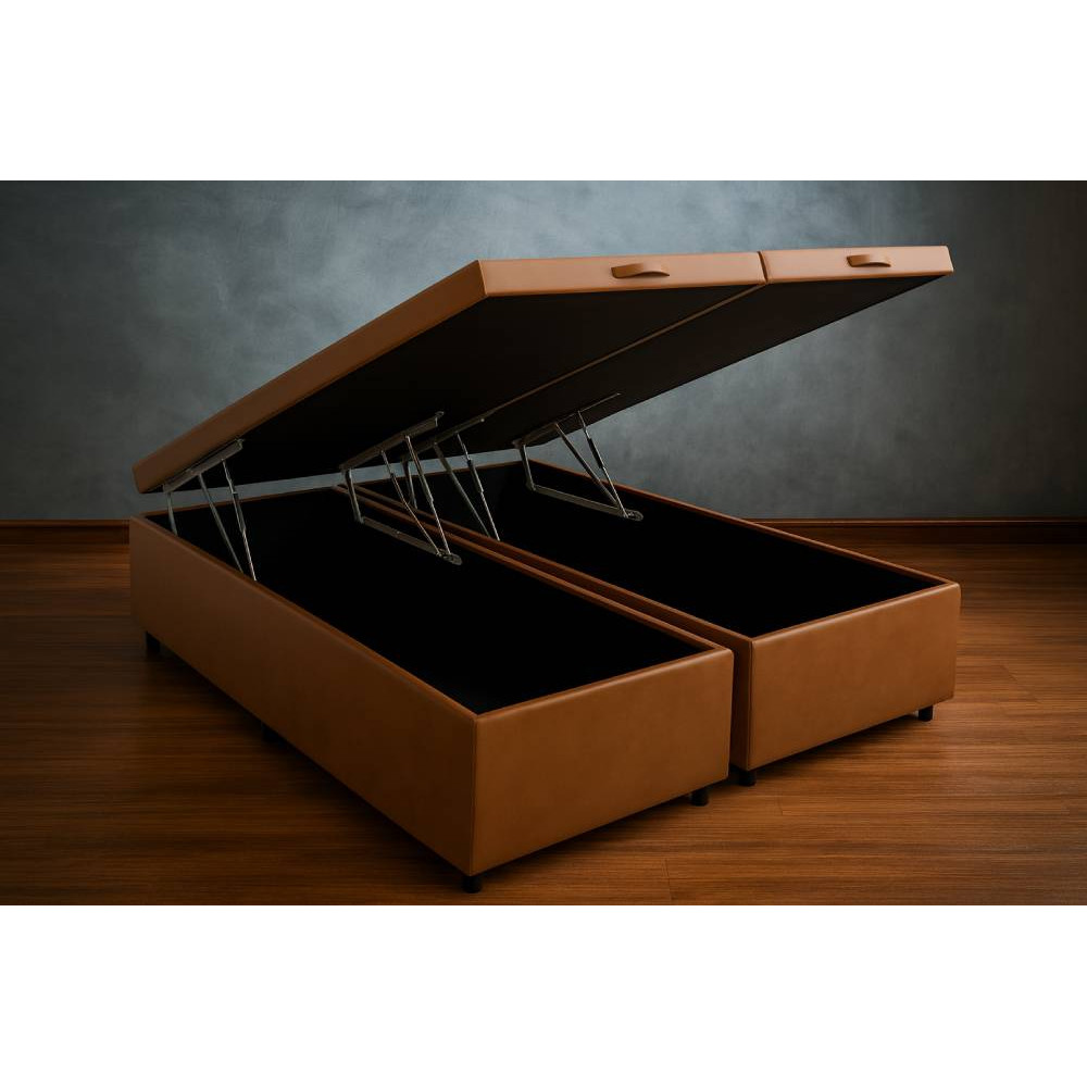 Base Box QUEEN Bau Bipartido - 158 - Marrom