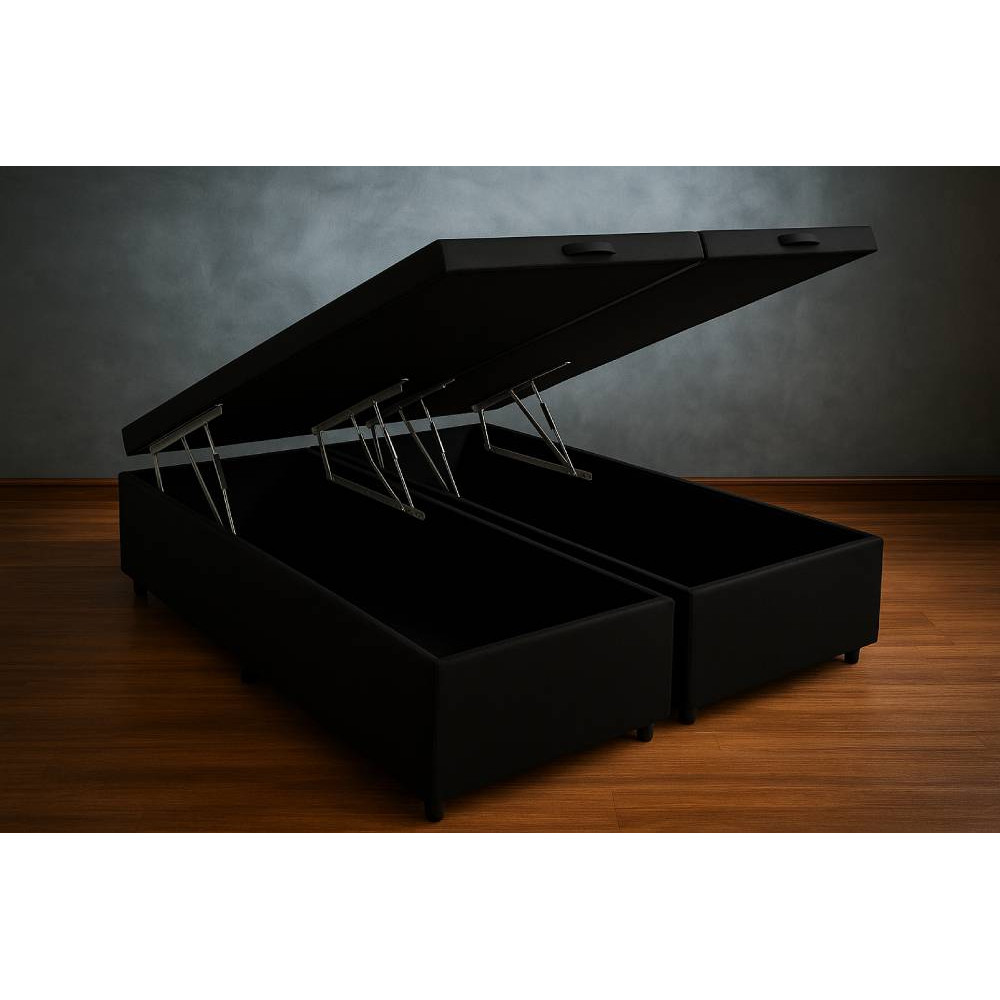 Base Box QUEEN Bau Bipartido - 158 - Preto