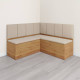 Conjunto Canto Romano com Baú + Mesa de Jantar Anjos Tampo c/ Vidro 90x90 c/ 2 Cadeiras Julia - Linho Bege