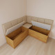 Conjunto Canto Romano com Baú + Mesa de Jantar Anjos Tampo c/ Vidro 90x90 c/ 2 Cadeiras Julia - Linho Bege