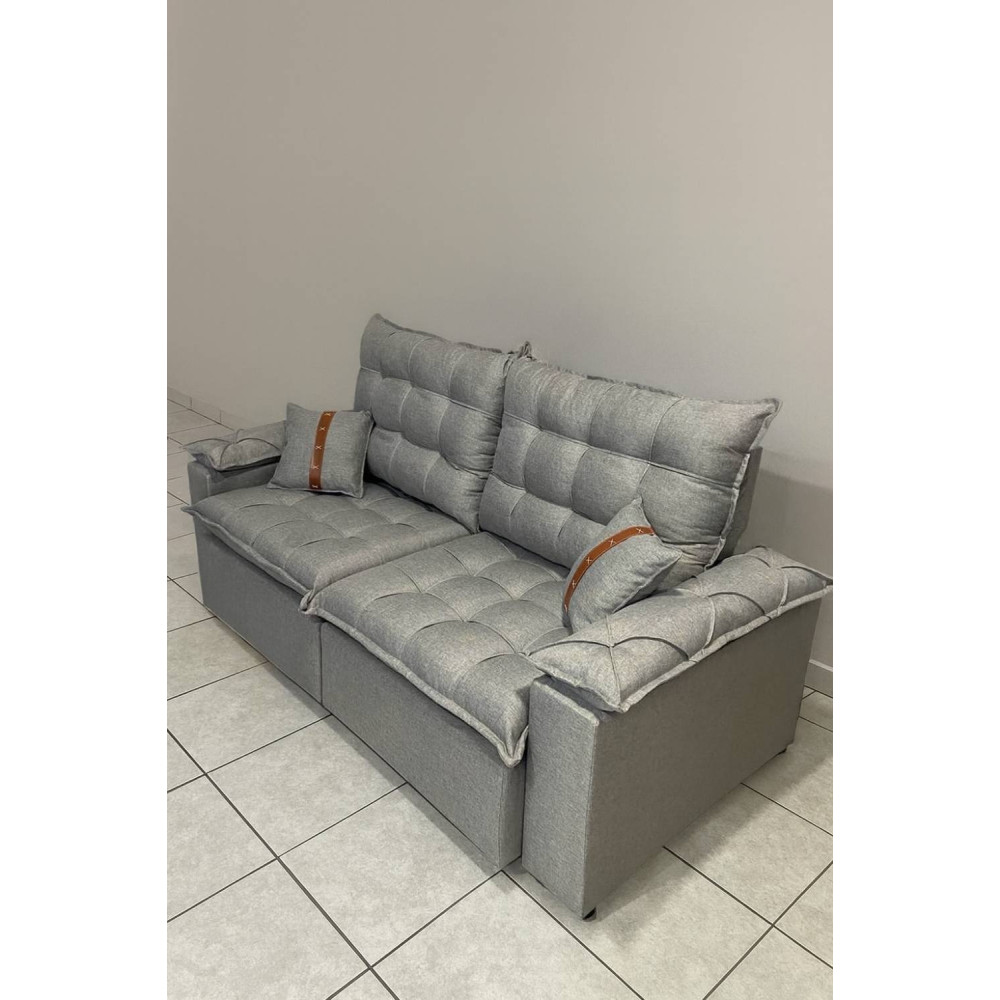 Sofá Retrátil e Reclinável Prada Confort 2m - Linho Cinza