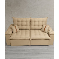 Sofá Retrátil e Reclinável Prada Confort 2m - Linho Bege