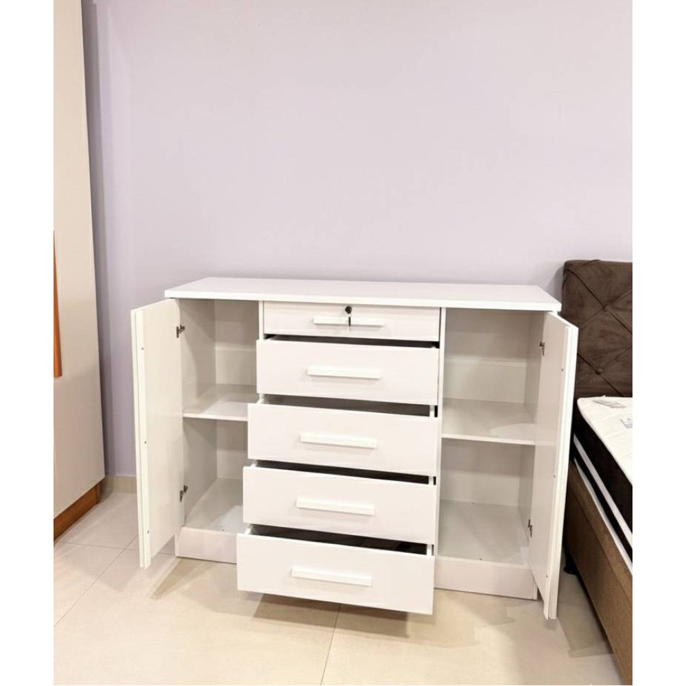 Cômoda Fortuna 2 Portas 5 Gavetas Tcil Móveis - Neve