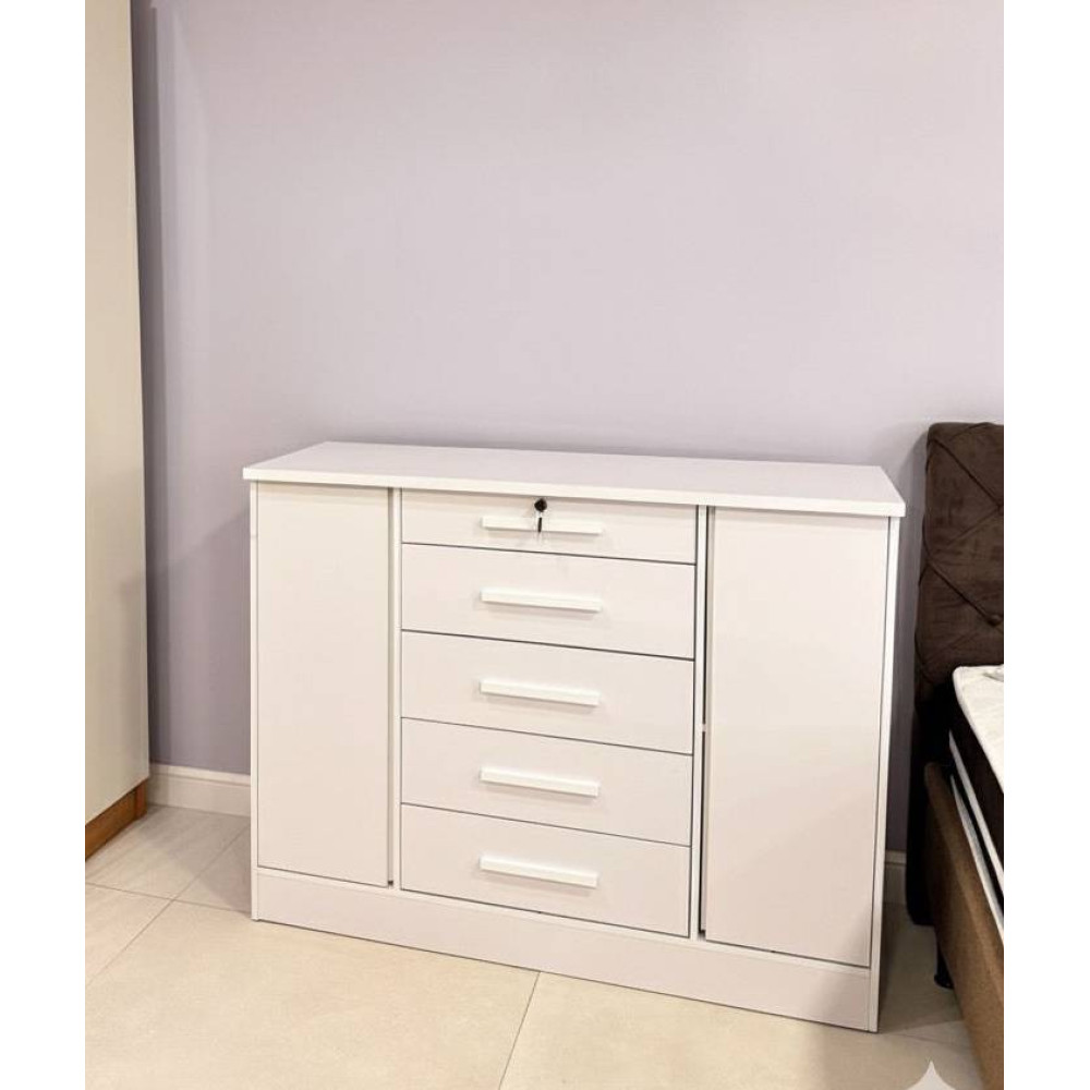 Cômoda Fortuna 2 Portas 5 Gavetas Tcil Móveis - Neve
