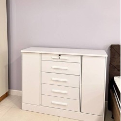 Cômoda Fortuna 2 Portas 5 Gavetas Tcil Móveis - Neve Cômoda Fortuna 2 Portas 5 Gavetas Tcil Móveis - Neve