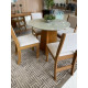Mesa de Jantar Daila Tampo c/ Vidro 90x90 c/ 4 Cadeiras Sol - Linho Bronze Mesa de Jantar Daila Tampo c/ Vidro 90x90 c/ 4 Cadeiras Sol - Linho Bronze