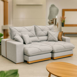 Sofá Gran Bello Retrátil Reclinável 2,50 m - Linho Cinza