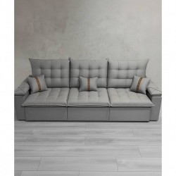 Sofá Retrátil e Reclinável Prada Confort 2,80m - Linho Cinza Sofá Retrátil e Reclinável Prada Confort 2,80m - Linho Cinza