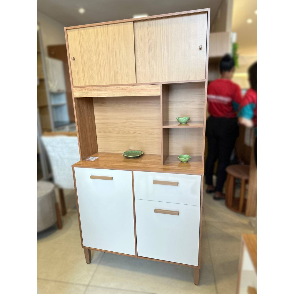 Kit Cozinha Compacta Dalia 4 portas e 1 Gaveta - Cinamomo/Off White