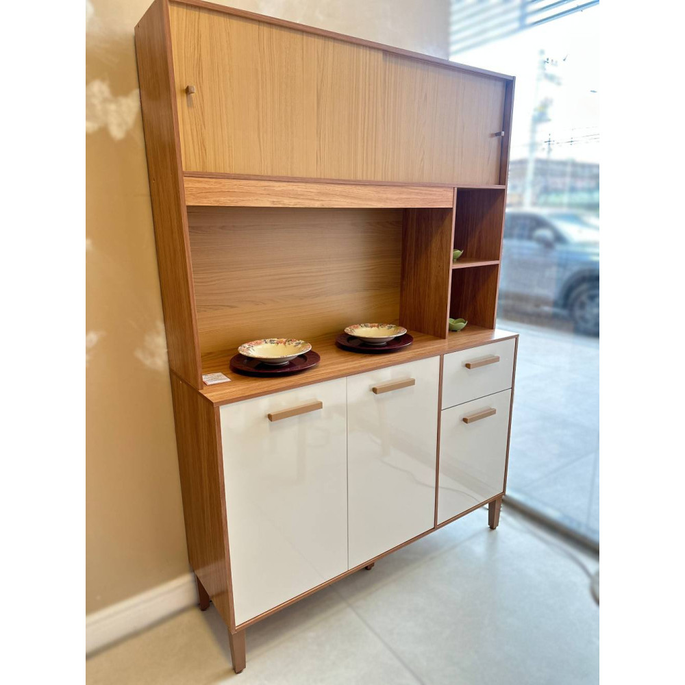 Kit Cozinha Compacta Perola 5 portas e 1 Gaveta - Cinamomo/Off White