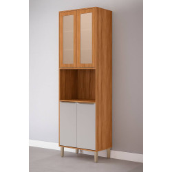 Paneleiro Torre quente Divina Reflecta 70cm 1 forno 4 porta - Cinamomo/Off White