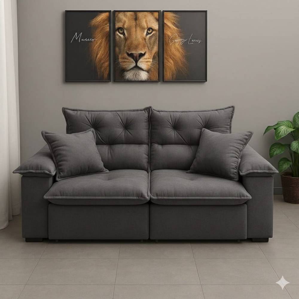 Sofá Retrátil e Reclinável Ferrari 2m -Grafite 