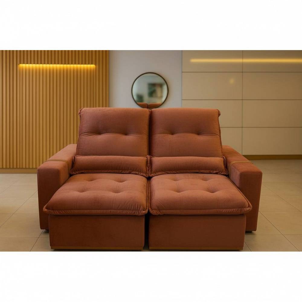 Sofá Nike Confort Retrátil Reclinável 1,80 m - Terracota  Sofá Nike Confort Retrátil Reclinável 1,80 m - Terracota