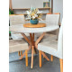 Mesa de Jantar Simpatia Candian tampo Redondo c/ Vidro c/ 4 Cadeiras Julia - Veludo Bege - Off White/ Cinamomo Mesa de Jantar Simpatia Candian tampo Redondo c/ Vidro c/ 4 Cadeiras Julia - Veludo Bege - Off White/ Cinamomo