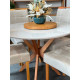 Mesa de Jantar Simpatia Candian tampo Redondo c/ Vidro c/ 4 Cadeiras Julia - Veludo Bege - Off White/ Cinamomo Mesa de Jantar Simpatia Candian tampo Redondo c/ Vidro c/ 4 Cadeiras Julia - Veludo Bege - Off White/ Cinamomo