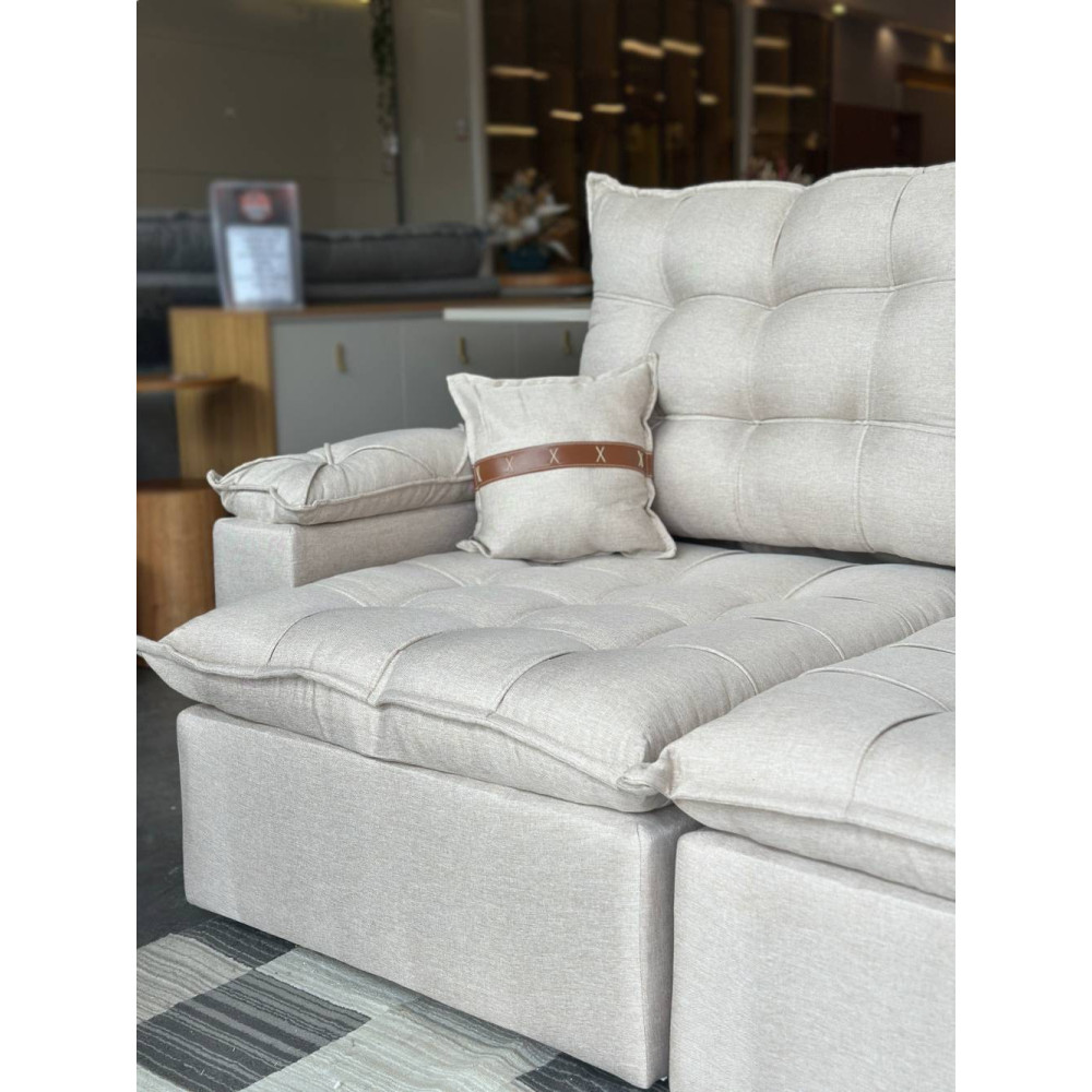 Sofá Retrátil e Reclinável Prada Confort 2,80m - Linho Bege