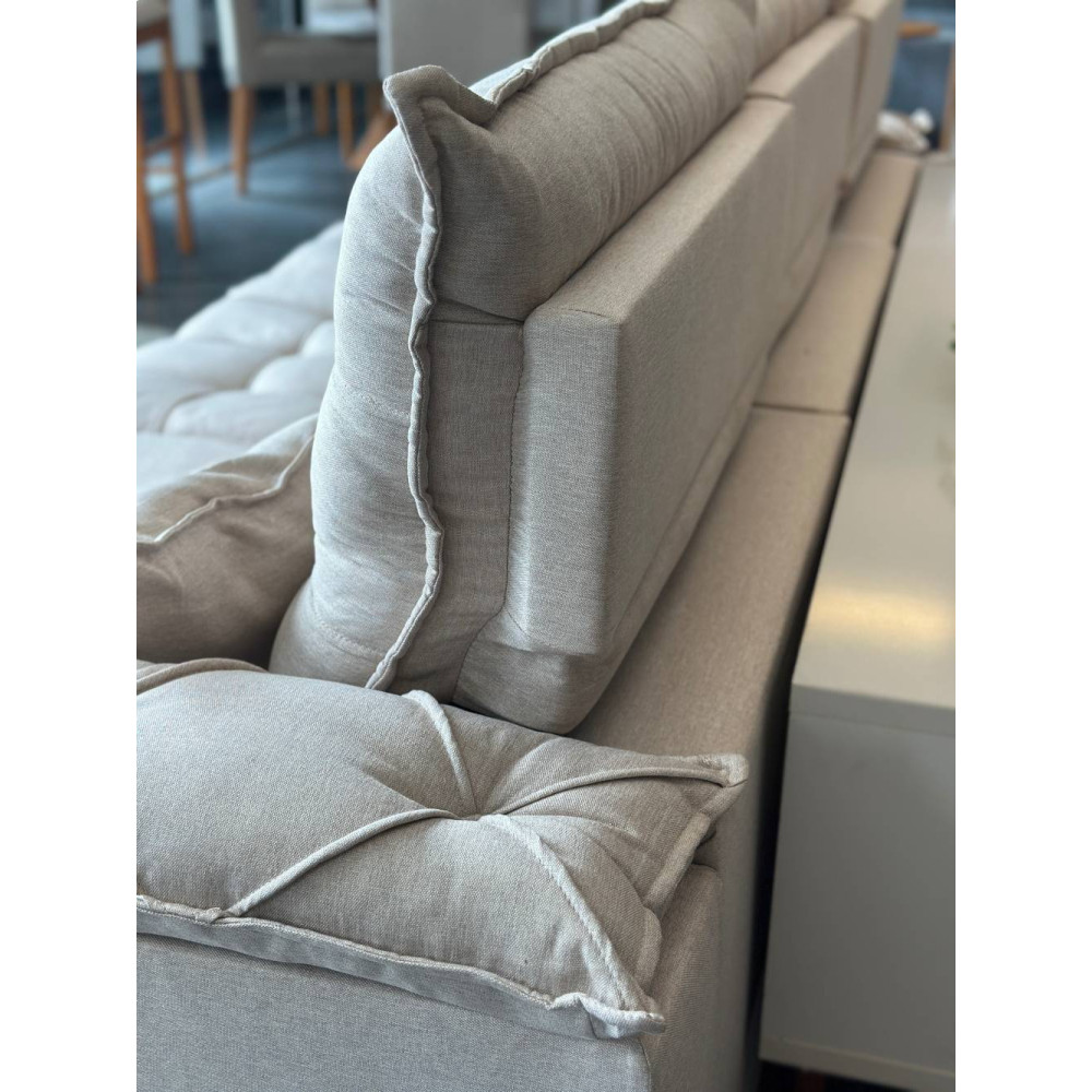 Sofá Retrátil e Reclinável Prada Confort 2,80m - Linho Bege