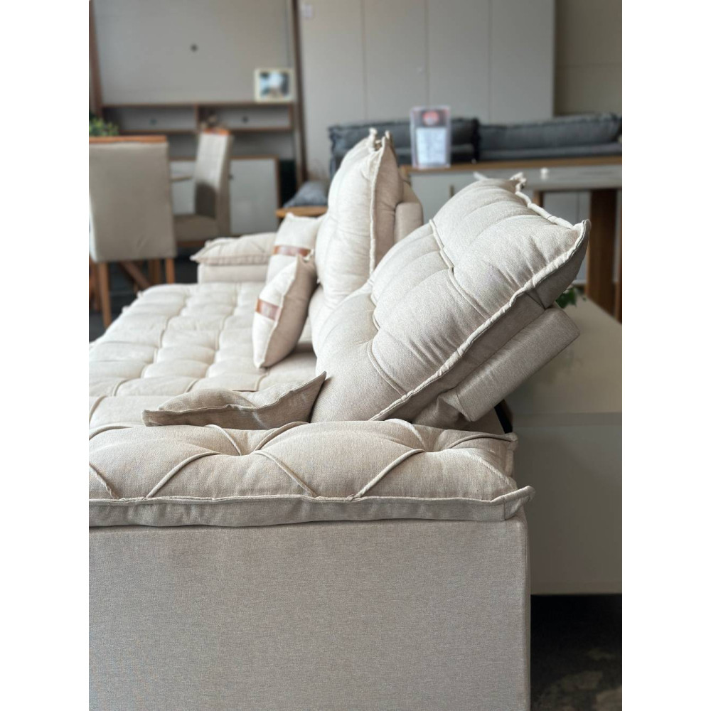 Sofá Retrátil e Reclinável Prada Confort 2,80m - Linho Bege