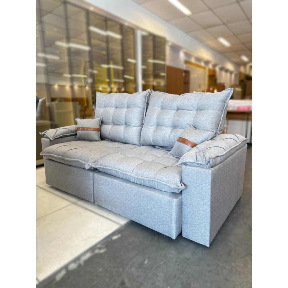 Sofá Retrátil e Reclinável Prada Confort 2m - Linho Cinza