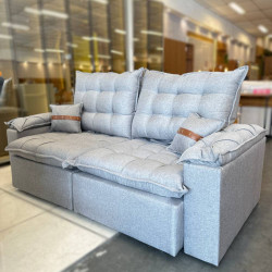 Sofá Retrátil e Reclinável Prada Confort 2m - Linho Cinza Sofá Retrátil e Reclinável Prada Confort 2m - Linho Cinza
