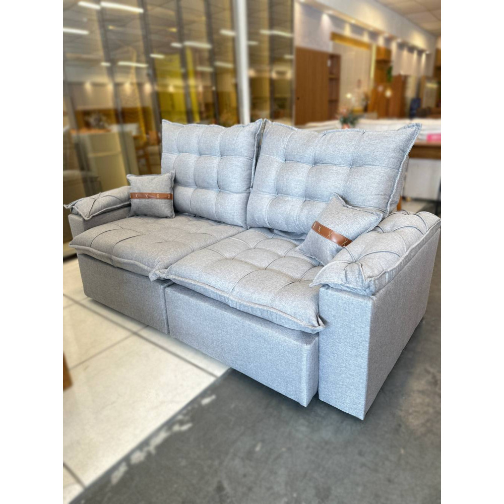 Sofá Retrátil e Reclinável Prada Confort 2m - Linho Cinza