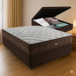 Colchão Star Ortopédico 30x188x138 - Casal - Anjos - Marrom + Base Baú Casal Courino - Marrom Colchão Star Ortopédico 30x188x138 - Casal - Anjos - Marrom + Base Baú Casal Courino - Marrom