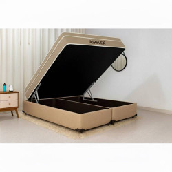 Colchão Airflex King com Molas Ensacadas 25x188x193cm + Base Baú Carioca King Size Linho - Bege Colchão Airflex King com Molas Ensacadas 25x188x193cm + Base Baú Carioca King Size Linho - Bege