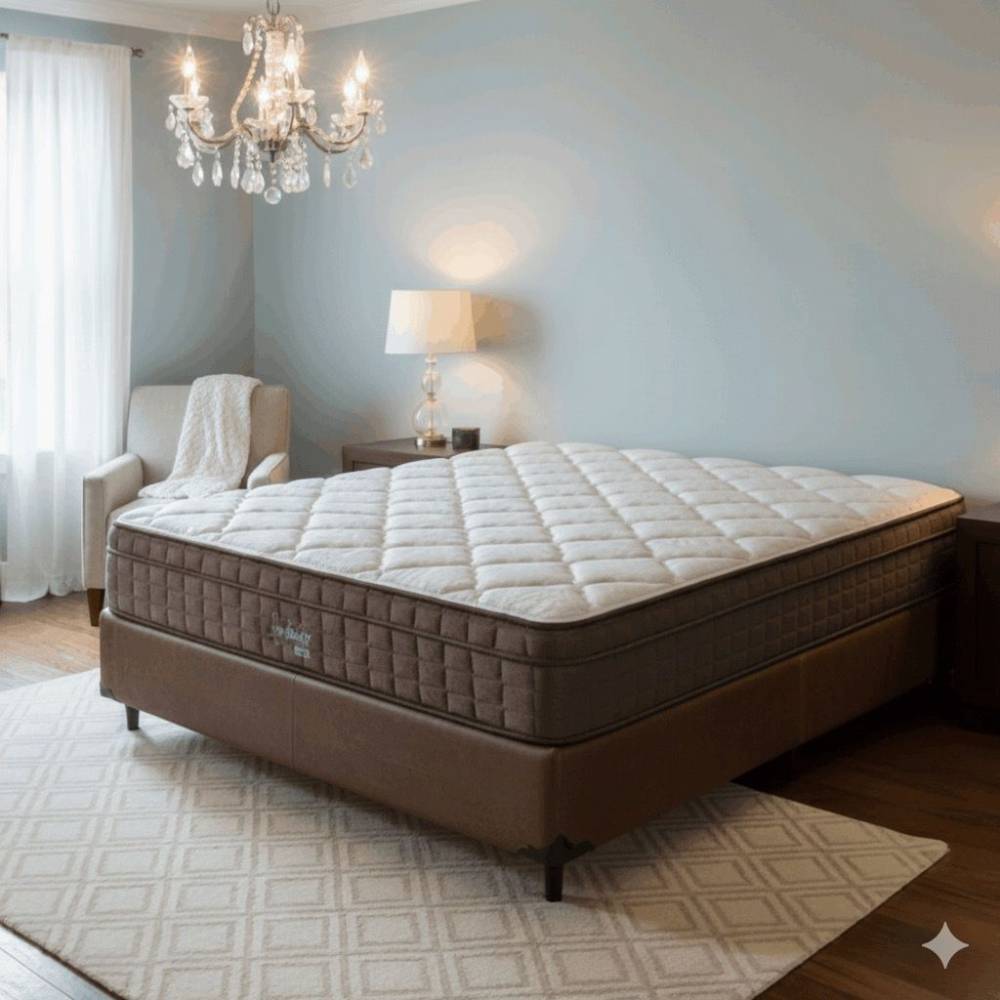 Colchão Star Ortopédico 30x188x138 - Casal - Anjos - Marrom + Base Cama Box Casal Courino - Marrom