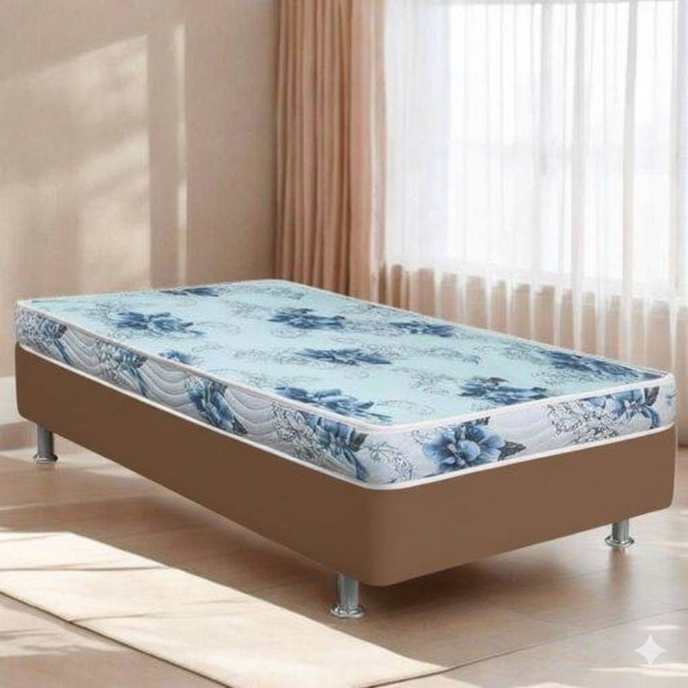 Colchão Solteiro Dream Soft Ortobom – 12x188x88cm + Base Solteiro (88x188x23) Courino - Marrom 
