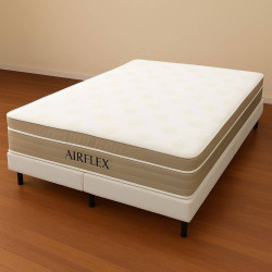 Colchão Airflex King com Molas Ensacadas 25x188x193cm + Base Box King Size 193x203 Courino - Branco Colchão Airflex King com Molas Ensacadas 25x188x193cm + Base Box King Size 193x203 Courino - Branco