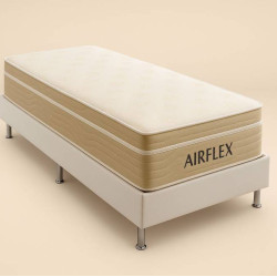Colchão Airflex Solteiro com Molas Ensacadas 25x188x88cm + Base Solteiro (88x188x23) Courino - Branco