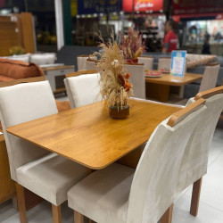 Mesa de Jantar Salinas 120x80 c/ 4 Cadeiras Londres Bege - Cinamomo  Mesa de Jantar Salinas 120x80 c/ 4 Cadeiras Londres Bege - Cinamomo