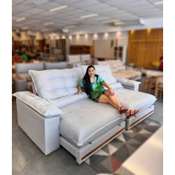 Sofá Istambul Retrátil Reclinável 2,50m - Linho Prata