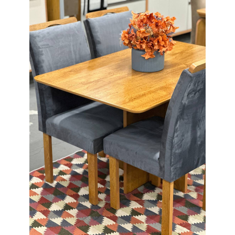Mesa de Jantar Salinas 120x80 c/ 4 Cadeiras Londres Cinza - Cinamomo