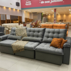 Sofá Niger Retrátil e Reclinável 3,10m - Cinza