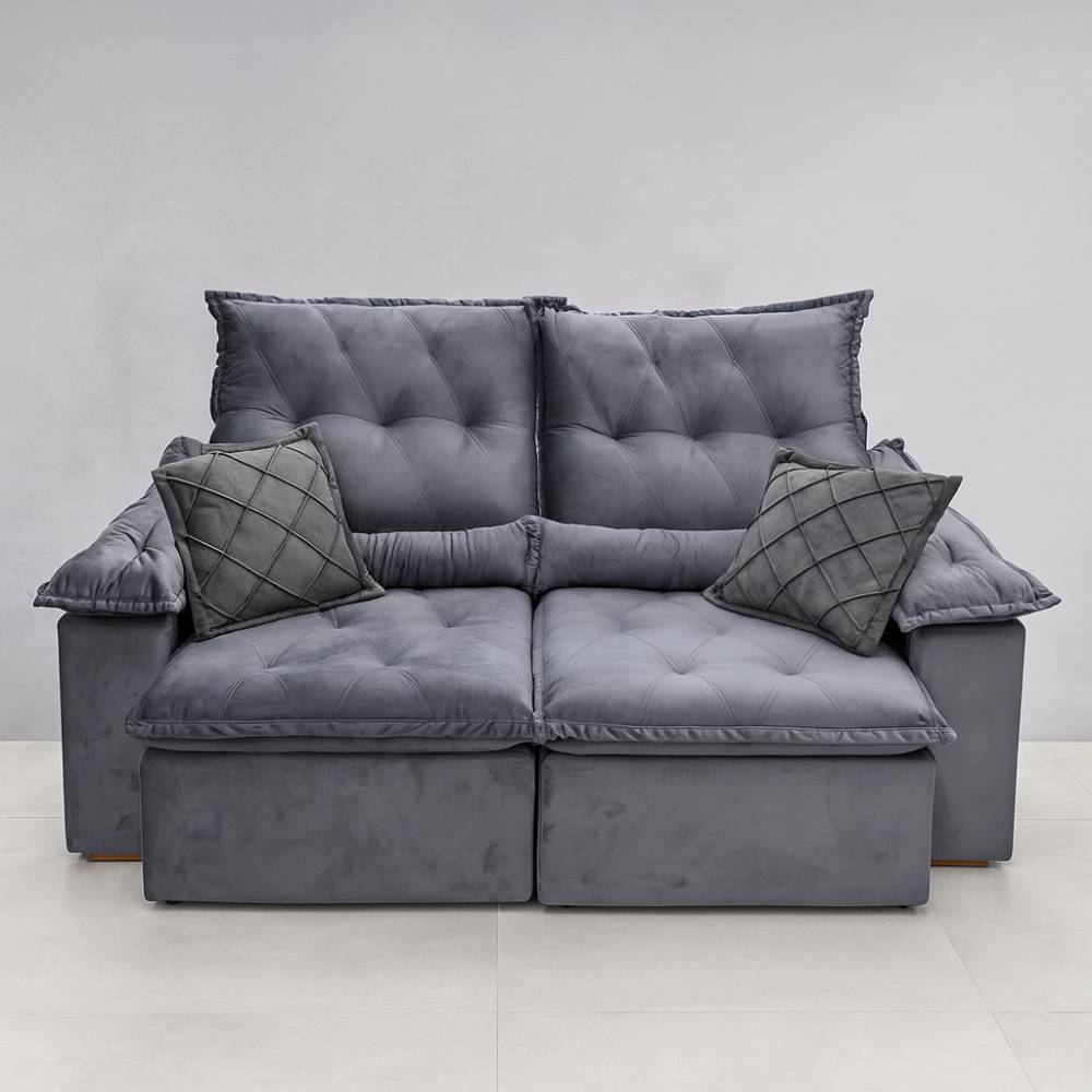 Sofá Miami Retrátil Reclinável 1,80 - Cinza