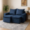 Sofá Retrátil Dubai 184 cm - Liso Azul