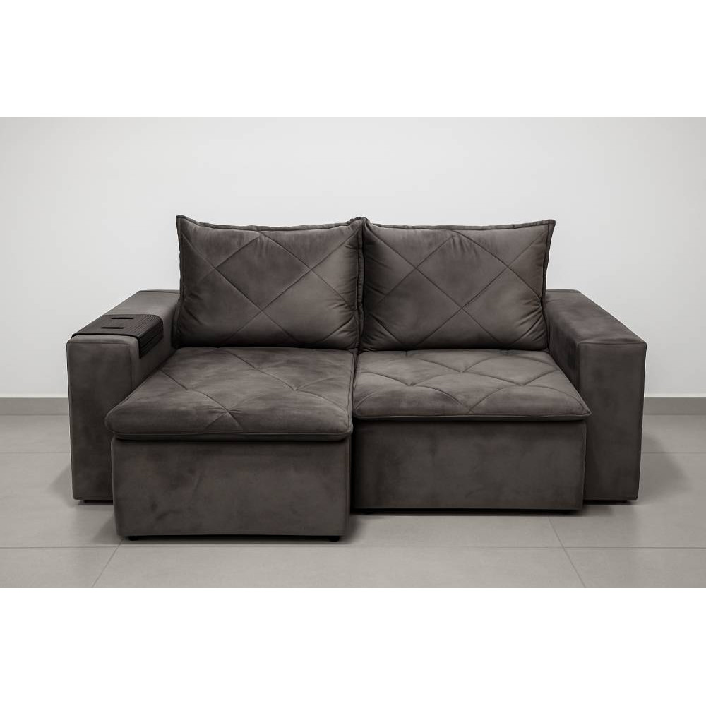 Sofá Retrátil Dubai 184 cm - Liso Marrom
