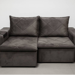 Sofá Retrátil Dubai 184 cm - Liso Marrom Sofá Retrátil Dubai 184 cm - Liso Marrom