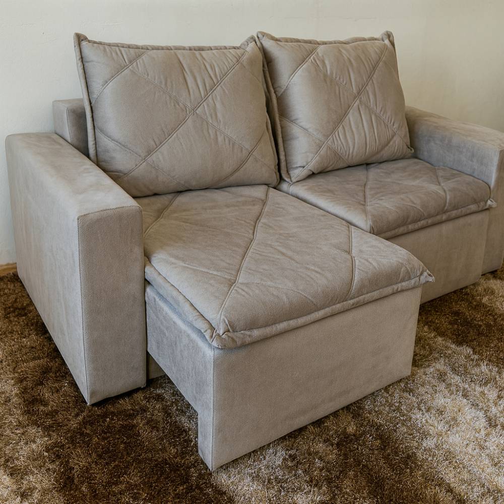 Sofá Retrátil Dubai 184 cm - Liso Bege 