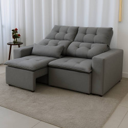 Sofá Retrátil e Reclinável 3 Lugares Beatriz – Cinza Sofá Retrátil e Reclinável 3 Lugares Beatriz – Cinza