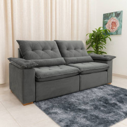 Sofá Miami Retrátil Reclinável 2,30 - Cinza  Sofá Miami Retrátil Reclinável 2,30 - Cinza