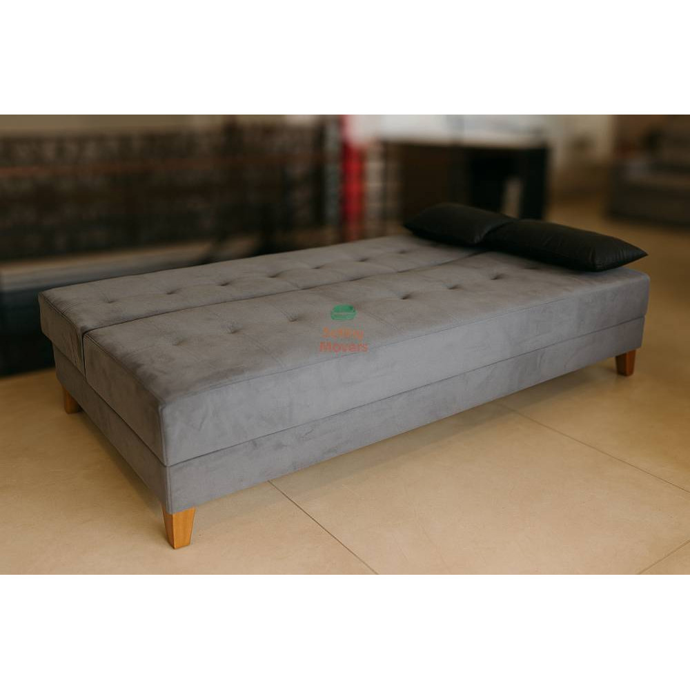 Sofá Cama 3 Lugares Arpoador - Innove Estofados - Veludo - Cinza