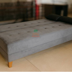 Sofá Cama 3 Lugares Arpoador - Innove Estofados - Veludo - Cinza Sofá Cama 3 Lugares Arpoador - Innove Estofados - Veludo - Cinza