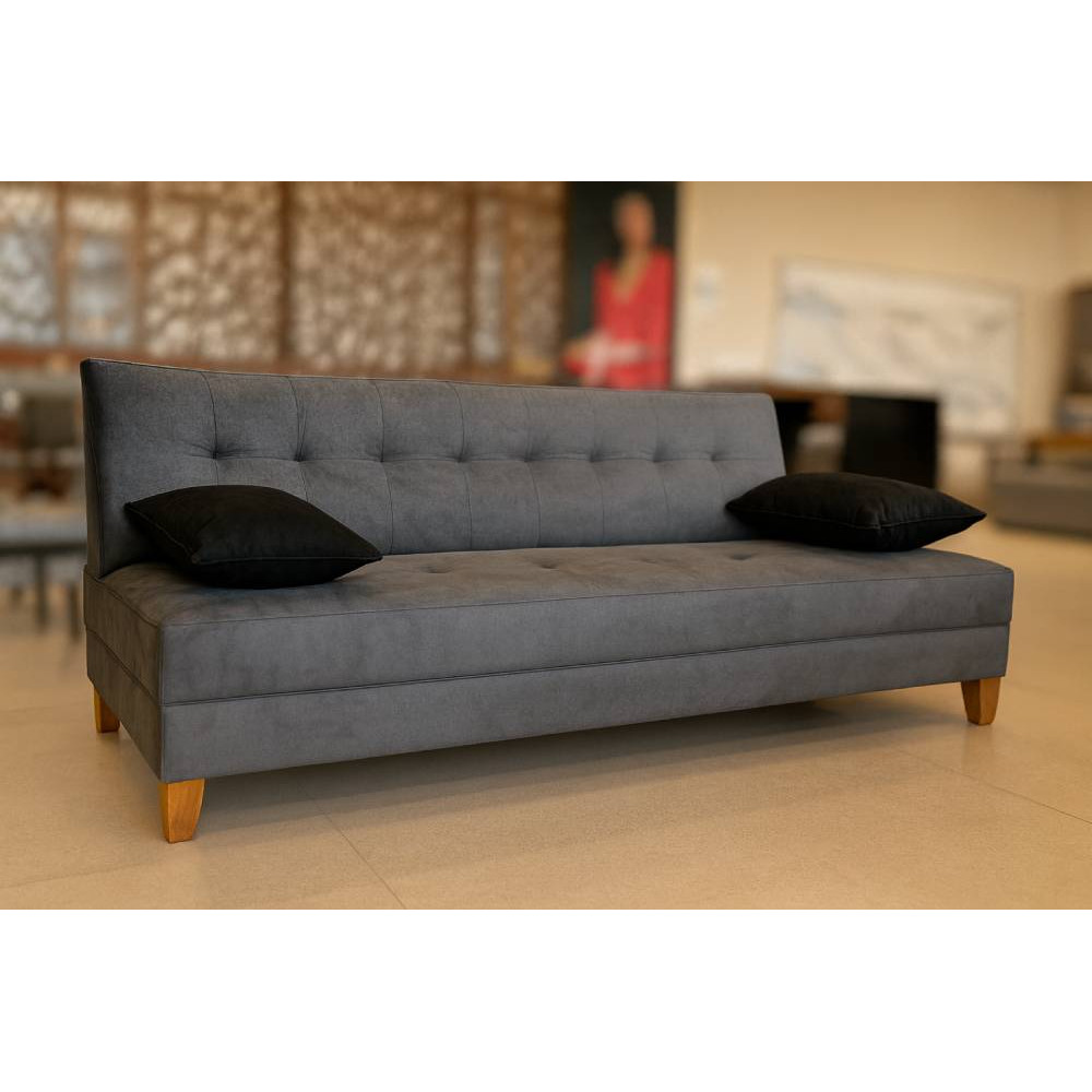 Sofá Cama 3 Lugares Arpoador - Innove Estofados - Veludo - Cinza